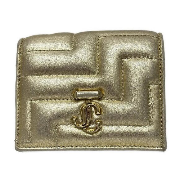 JIMMY CHOO - Gold Leather Bifold Wallet - Picture 1 of 5